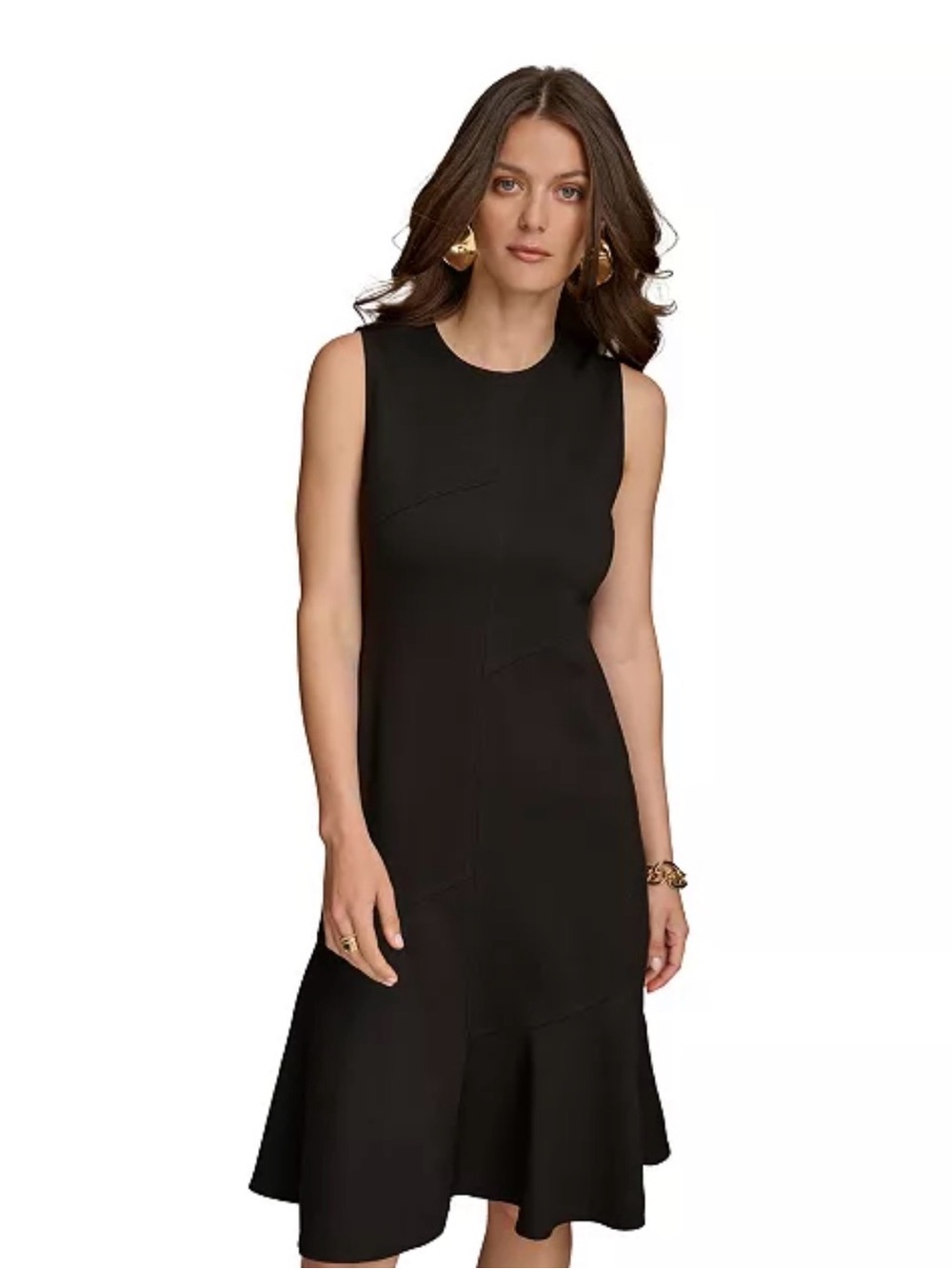 NWT Donna Karan Jewel-Neck Sleeveless Dress